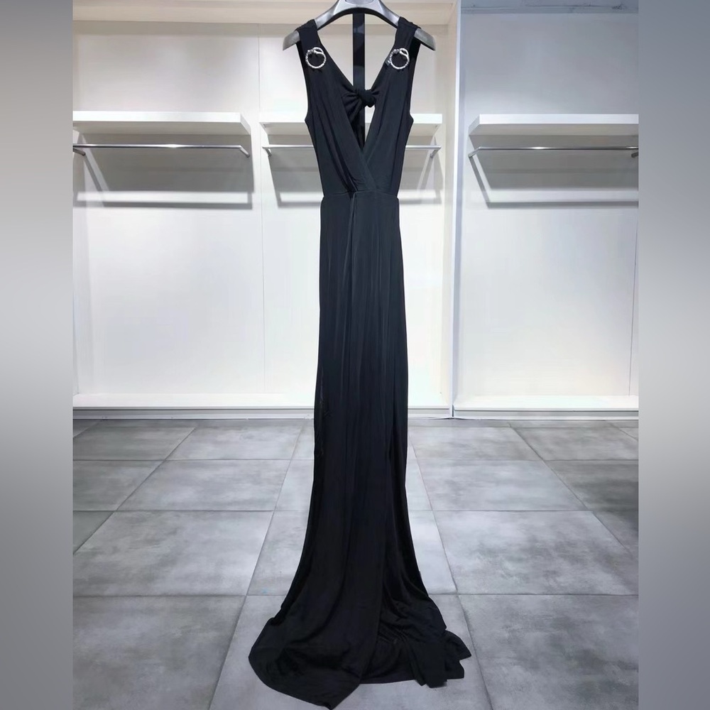 US 4 JUST CAVALLI Sexy Cross Back Black Dress NWT - Picture 4 of 10